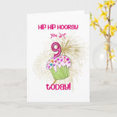 9 vandaag cupcake verjaardagskaart kaart (Gele Bloem)