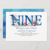 9 Verjaardagsuitnodiging onder het Zee Marine Park Kaart (Voorkant / Achterkant)