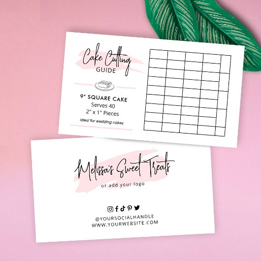 9"Vierkante Cake Snijinstructies 2x1 Porties Informatiekaartje