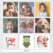 9 Vierkante Individuele Foto/Beeldcollage op Maat Sticker (Vel)
