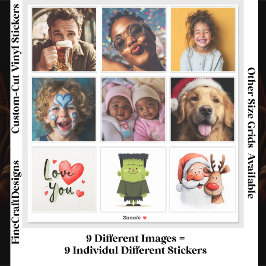9 Vierkante Individuele Foto/Beeldcollage op Maat Sticker