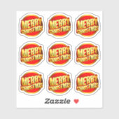 9 Vrolijk kerstfeest 3D-effect Rood Gold Text Kiss Sticker (Vel)