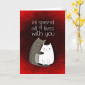 9 woont bij je kat Love Wenskaart Kaart (Gele Bloem)