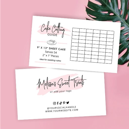 9"x 13"Bladtaart Snijgids Bruiloft Porties Informatiekaartje