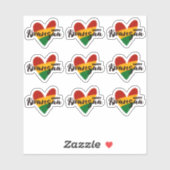 9 x Happy Kwanzaa Red Yellow Green Striped Hearts Sticker (Vel)