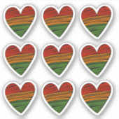9 x Kwanzaa Juneteenth Red Black Green Paint Heart Sticker (Voorkant)