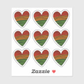 9 x Kwanzaa Juneteenth Red Black Green Paint Heart Sticker (Vel)