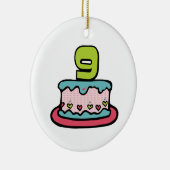 9 Year Old Birthday Cake Keramisch Ornament (Rechts)