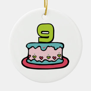 9 Year Old Birthday Cake Keramisch Ornament