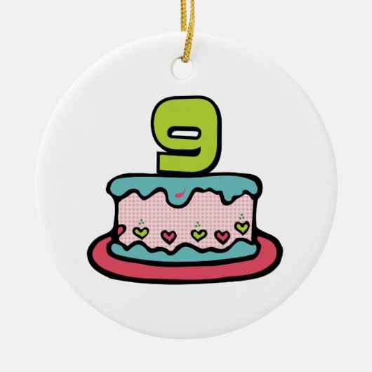 9 Year Old Birthday Cake Keramisch Ornament (Voorkant)