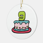 9 Year Old Birthday Cake Keramisch Ornament (Links)