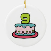 9 Year Old Birthday Cake Keramisch Ornament (Achterkant)
