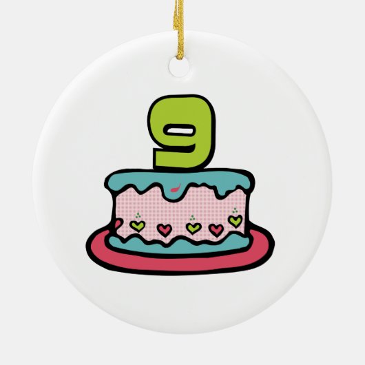 9 Year Old Birthday Cake Keramisch Ornament (Achterkant)