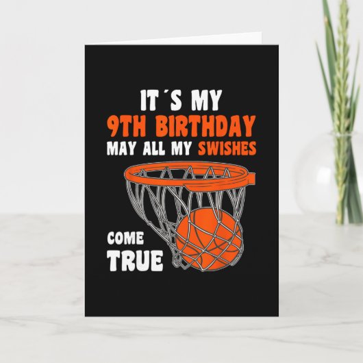 9 Year Old Happy 9th Birthday Sketll 9th Birthday Kaart (Voorkant)