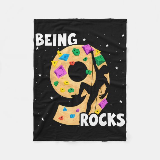 9 Year Old Rock Climbing 9th Birthday Adventures C Fleece Deken (Voorkant)
