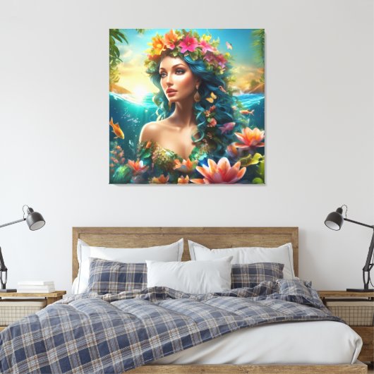 #9 Zeemeerminnenleven Canvas Afdruk (Insitu (Slaapkamer))