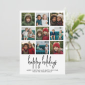 9 Zwarte, minimale Kerstmis met foto White Feestdagenkaart (Staand voorkant)