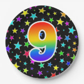 9de evenement: Vet, Fun, kleurrijke regenboog 9 Papieren Bordje (Voorkant)