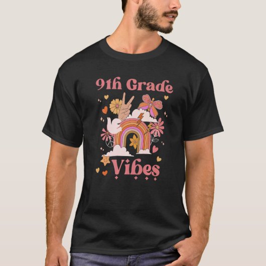 9de graad Vibes School Groovy Retro Girl Boho Rain T-shirt (Voorkant)