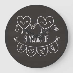 9de Jubileum - Gift Chalk Hearts Grote Klok