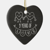 9de Jubileum - Gift Chalk Hearts Keramisch Ornament (Rechts)