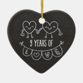 9de Jubileum - Gift Chalk Hearts Keramisch Ornament (Voorkant)
