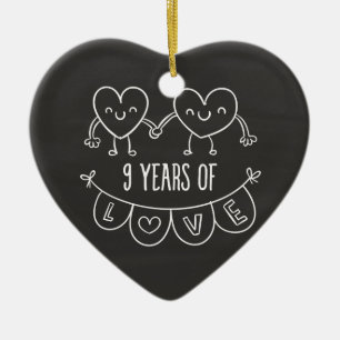 9de Jubileum - Gift Chalk Hearts Keramisch Ornament