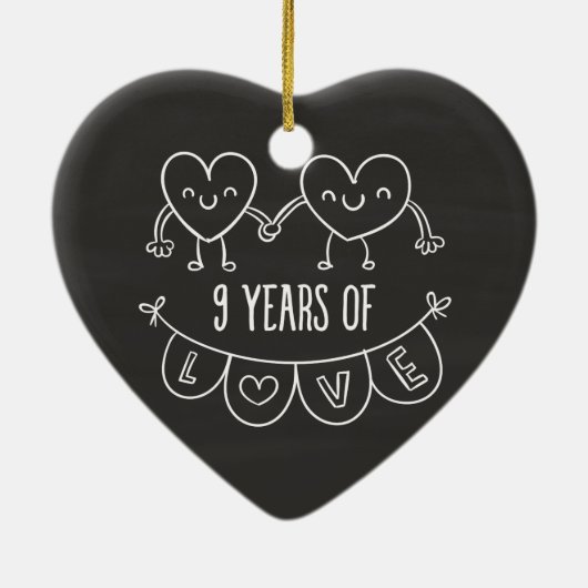 9de Jubileum - Gift Chalk Hearts Keramisch Ornament (Achterkant)