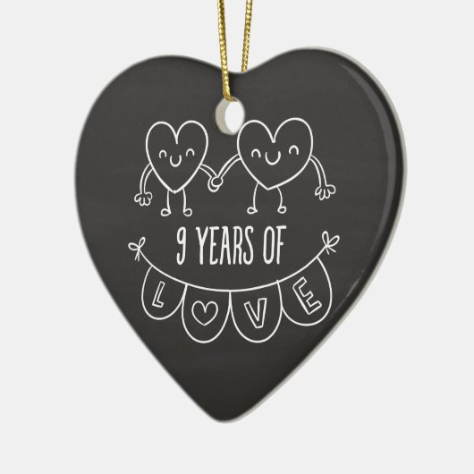 9de Jubileum - Gift Chalk Hearts Keramisch Ornament (Links)