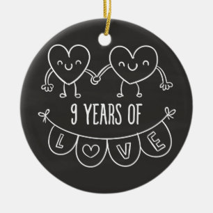 9de Jubileum - Gift Chalk Hearts Keramisch Ornament