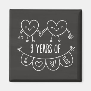 9de Jubileum - Gift Chalk Hearts Magneet