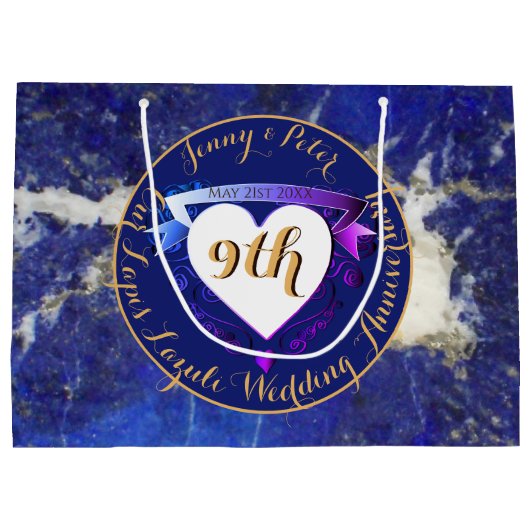 9de Jubileum Lapis Lazuli Kleur Groot Cadeauzakje (Achterkant)