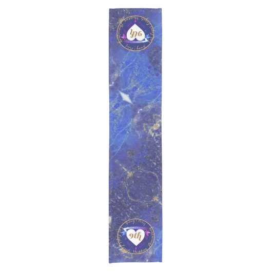 9de Jubileum Lapis Lazuli Kleur Korte Tafelloper (Voorkant)