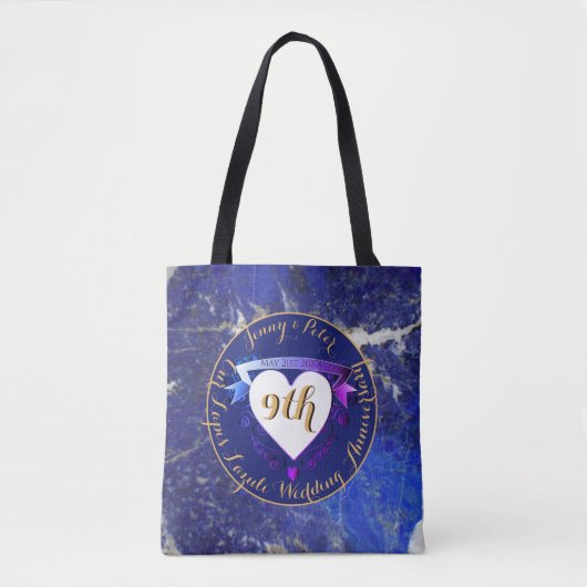 9de Jubileum Lapis Lazuli Kleur Tote Bag (Voorkant)