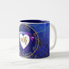 9de Jubileum Lapis Lazuli Kleur Tweekleurige Koffiemok