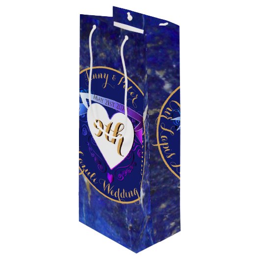 9de Jubileum Lapis Lazuli Kleur Wijn Cadeautas (Voorkant Gekanteld)