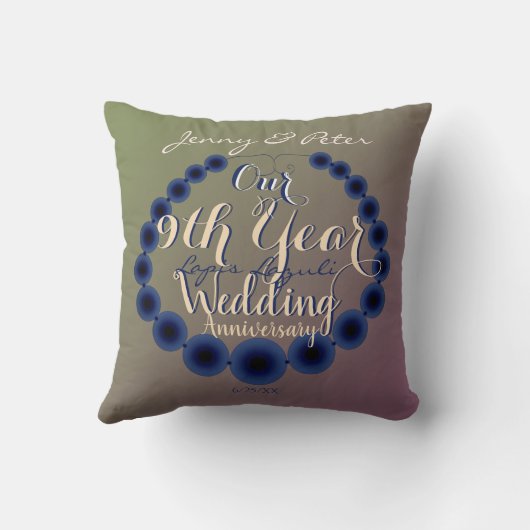 9de Jubileum Lapis Lazuli Kussen (Achterkant)