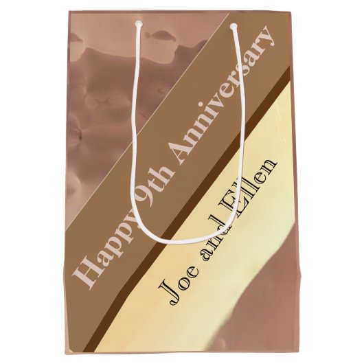 9de Jubileum van de Woningen, Willow en Koper Medium Cadeauzakje (Achterkant)