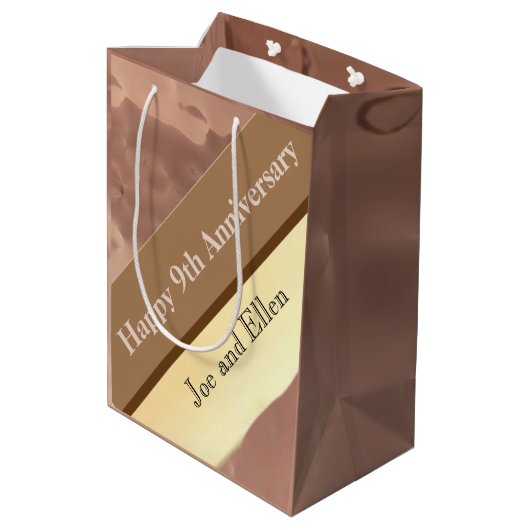 9de Jubileum van de Woningen, Willow en Koper Medium Cadeauzakje (Achterkant Gekanteld)