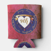 9de Jubileum van het huwelijk van Terracotta Lapis Blikjeskoeler (Achterkant)