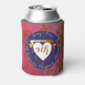9de Jubileum van het huwelijk van Terracotta Lapis Blikjeskoeler (Blikje Achterkant)