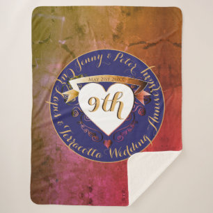 9de Jubileum van het huwelijk van Terracotta Lapis Sherpa Deken