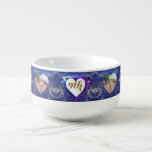 9de Jubileum voor bruiloft 2 Foto's Lapis hartvers Soepkom<br><div class="desc">Dit is leuk; een soupenkom/mok die hun huwelijk eer aandoet voor hun negende trouwdag! Ik heb deze ontworpen met een 'gewaagd' in gedachten en lapis lazuli samen met je medaillontekst en mijn fancy hart maken een regaal en passend ontwerp voor hun speciale dag!</div>