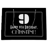9de verjaardag ~ Art Deco Geïnspireerde look "9" + Groot Cadeauzakje (Voorkant)