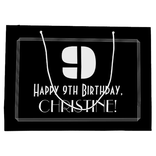 9de verjaardag ~ Art Deco Geïnspireerde look "9" + Groot Cadeauzakje (Achterkant)