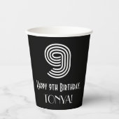 9de verjaardag — Art Deco Geïnspireerde look "9" + Papieren Bekers (Voorkant)