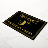 9de verjaardag: Art Deco Kijk "9", met naam Folie Uitnodiging (Gedraaid)