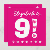 9de Verjaardag Custom Naam Roze voor MEISJE A10 Kaart (Voorkant / Achterkant)