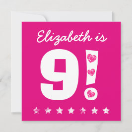 9de Verjaardag Custom Naam Roze voor MEISJE A10 Kaart