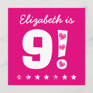 9de Verjaardag Custom Naam Roze voor MEISJE A10 Kaart